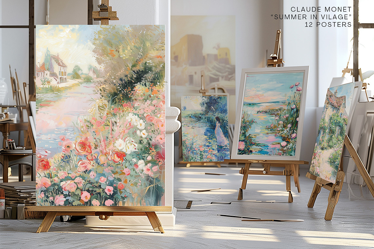 Claude Monet Wall Art Posters, a Background Graphic by Velvet Paper Studio (Photo 2 of 6)