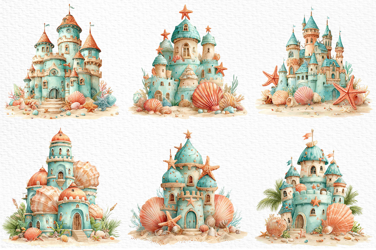 Whimsical Summer Sandcastle Clipart, an Illustration by Craft Nest (Photo 4 of 12)