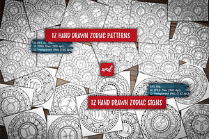 Graphic zodiac signs and patterns