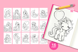 Magical Unicorns Coloring Pages