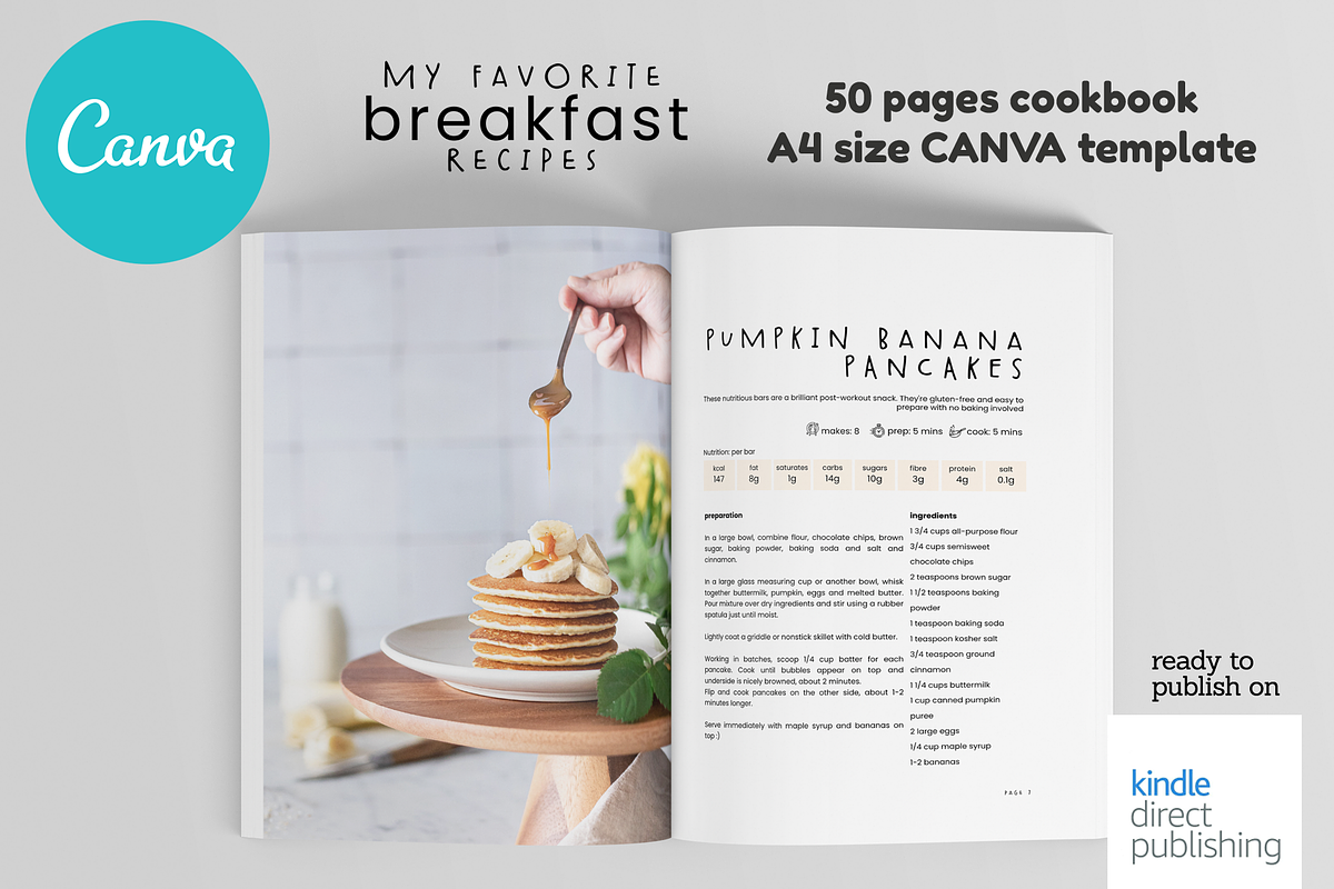 Canva Breakfast A4 Cookbook Template, a Magazine Template by DeLaGranSiete (Photo 4 of 10)