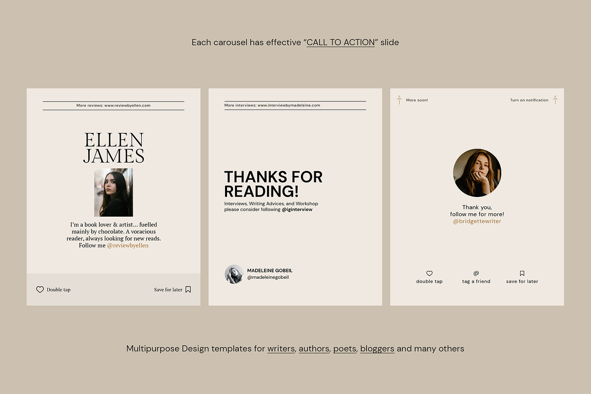 Writers Instagram Carousel Templates, a Social Media Template by September 5th (Photo 6 of 14)
