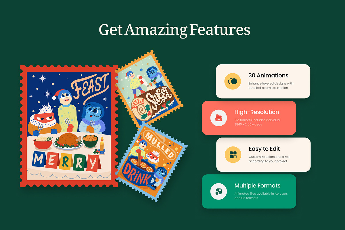 30 Animated Christmas Stamp, a Seasonal Illustration by Vectors Market (Photo 2 of 4)