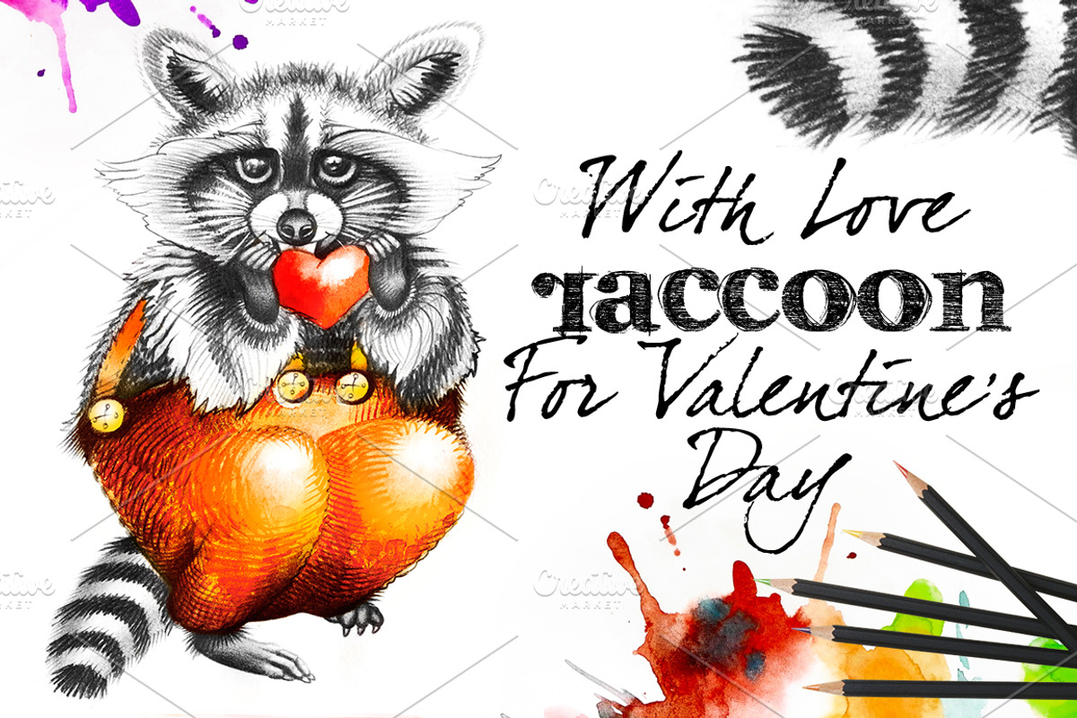 Raccoon with heart, an Animal Illustration by Allween (Photo 1 of 4)