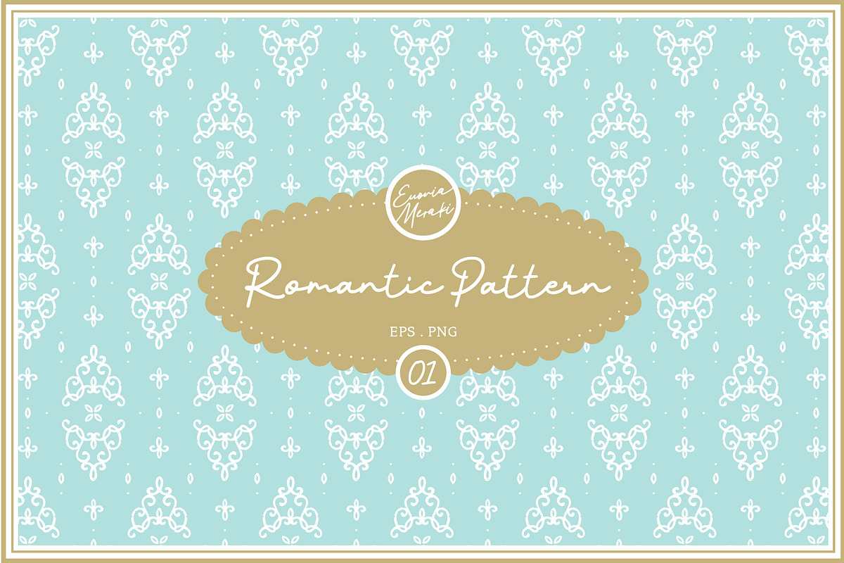 Romantic Pattern 01 Royal Tiffany, a Pattern Graphic by Euonia Meraki (Photo 1 of 17)