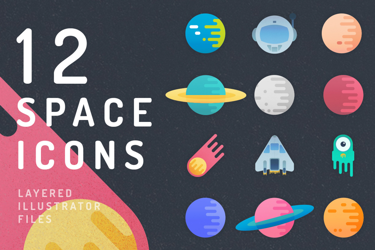 12 Vibrant Space Icons, an Outline Icon by Milktoast (Photo 1 of 12)