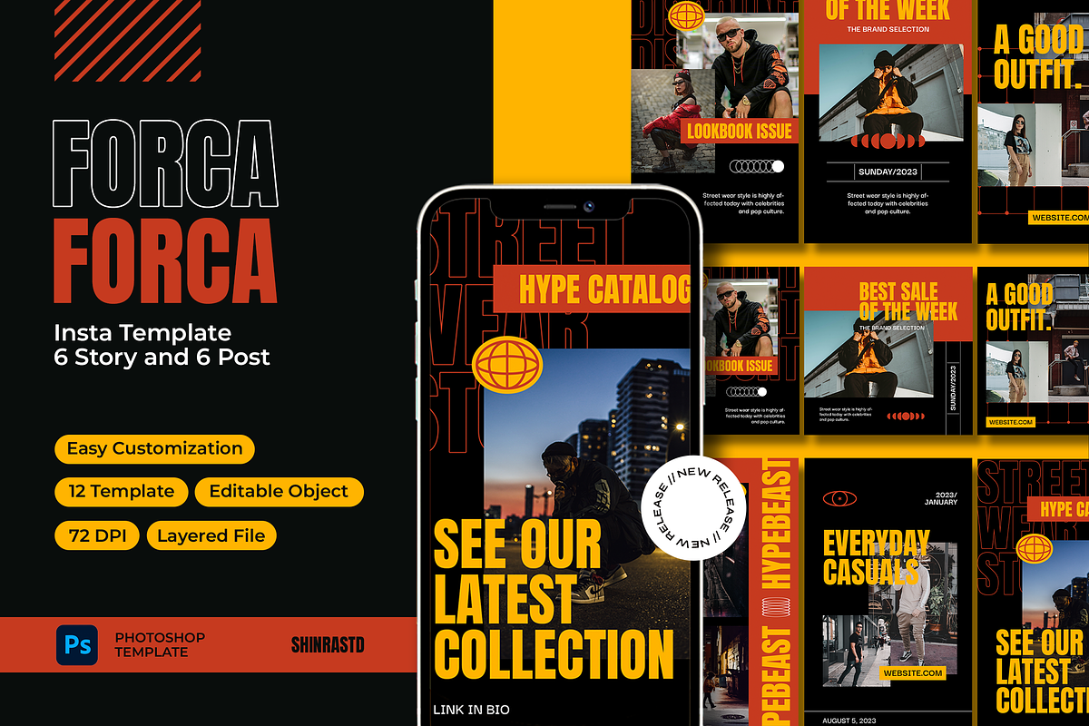 Forca Hypebeast Instagram Template, a Social Media Template by Shinra Labs (Photo 1 of 5)