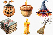 Watercolor Halloween Clipart Bundle, an Illustration by Canvas Craft (Thumbnail 3 of 7)