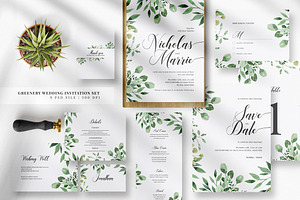 Greenery Wedding Invitation Set