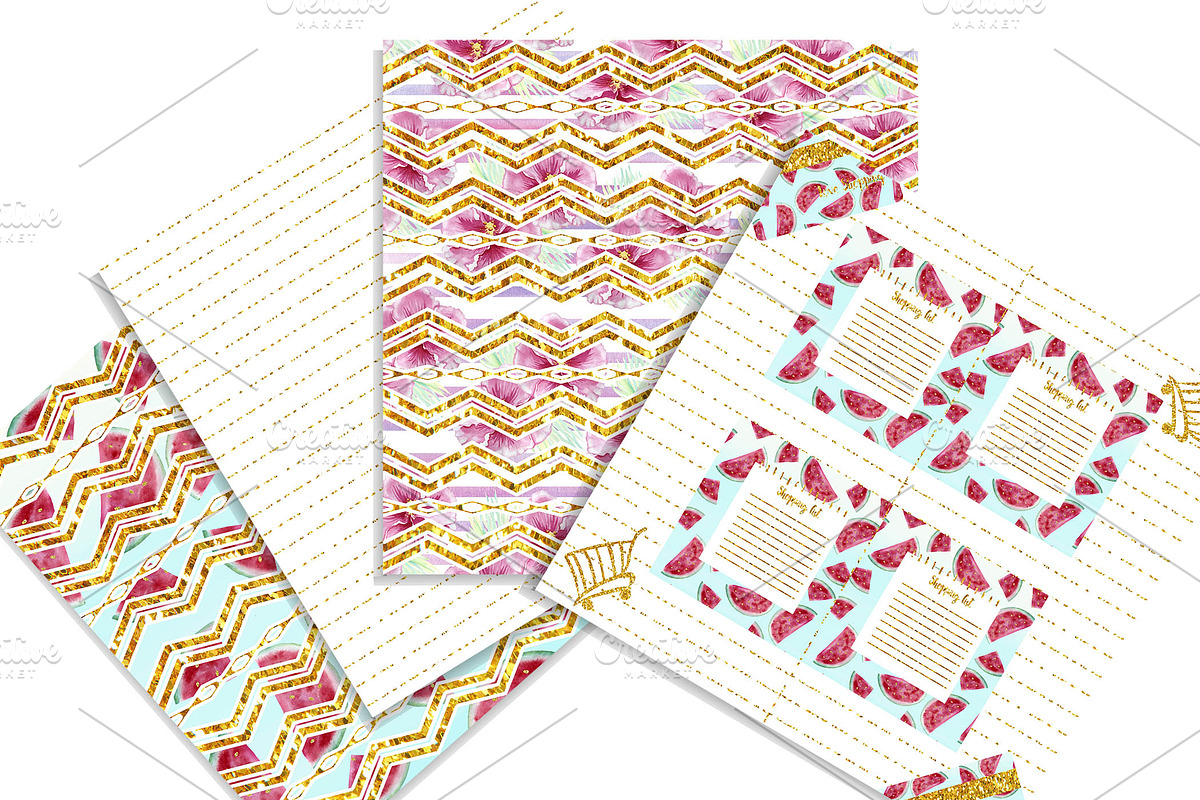 Watercolor with glitter papers, a Pattern Graphic by WoodLFoxy (Photo 4 of 4)