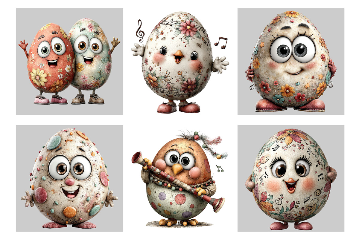 Whimsical Funny Easter Egg Clipart, an Illustration by Black Bird Studio (Photo 5 of 5)