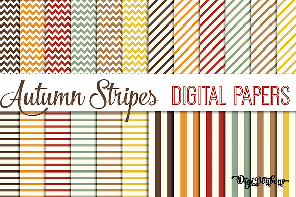 Simple Seamless Autumn Stripes 12X12