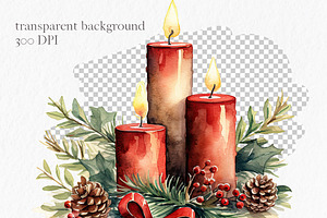 Classic Christmas Watercolor Clipart