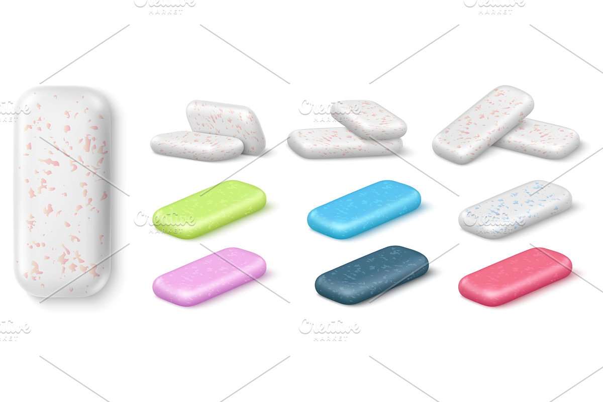 Chewing gum. Realistic multicolored, a Food Illustration by Vectorbuum