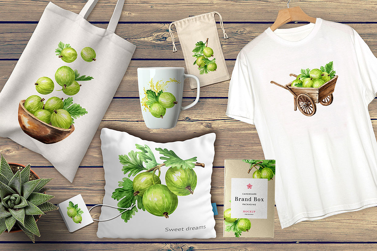 Amber Gooseberry. Watercolor set, a Food Illustration by Daria Ustiugova (Photo 2 of 23)
