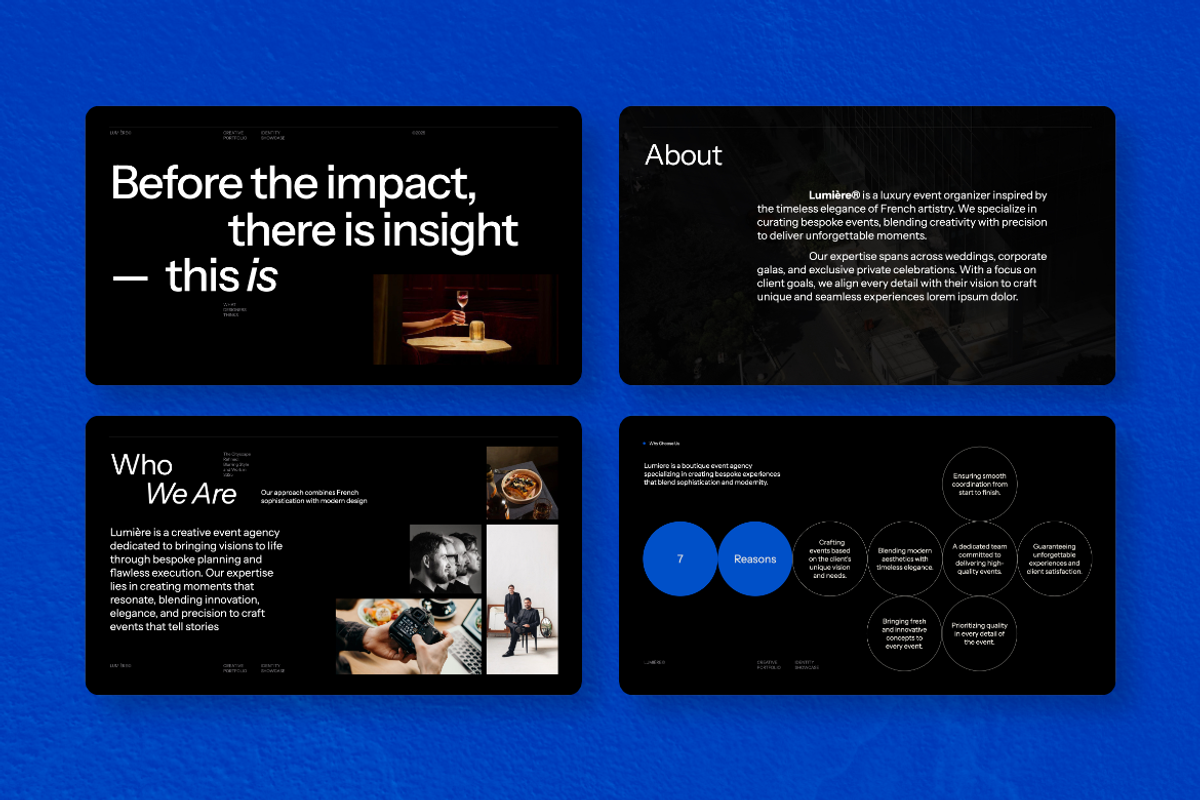Lumiere Creative Portfolio Gslides, a Presentation Template by Unich Design Bureau (Photo 5 of 8)