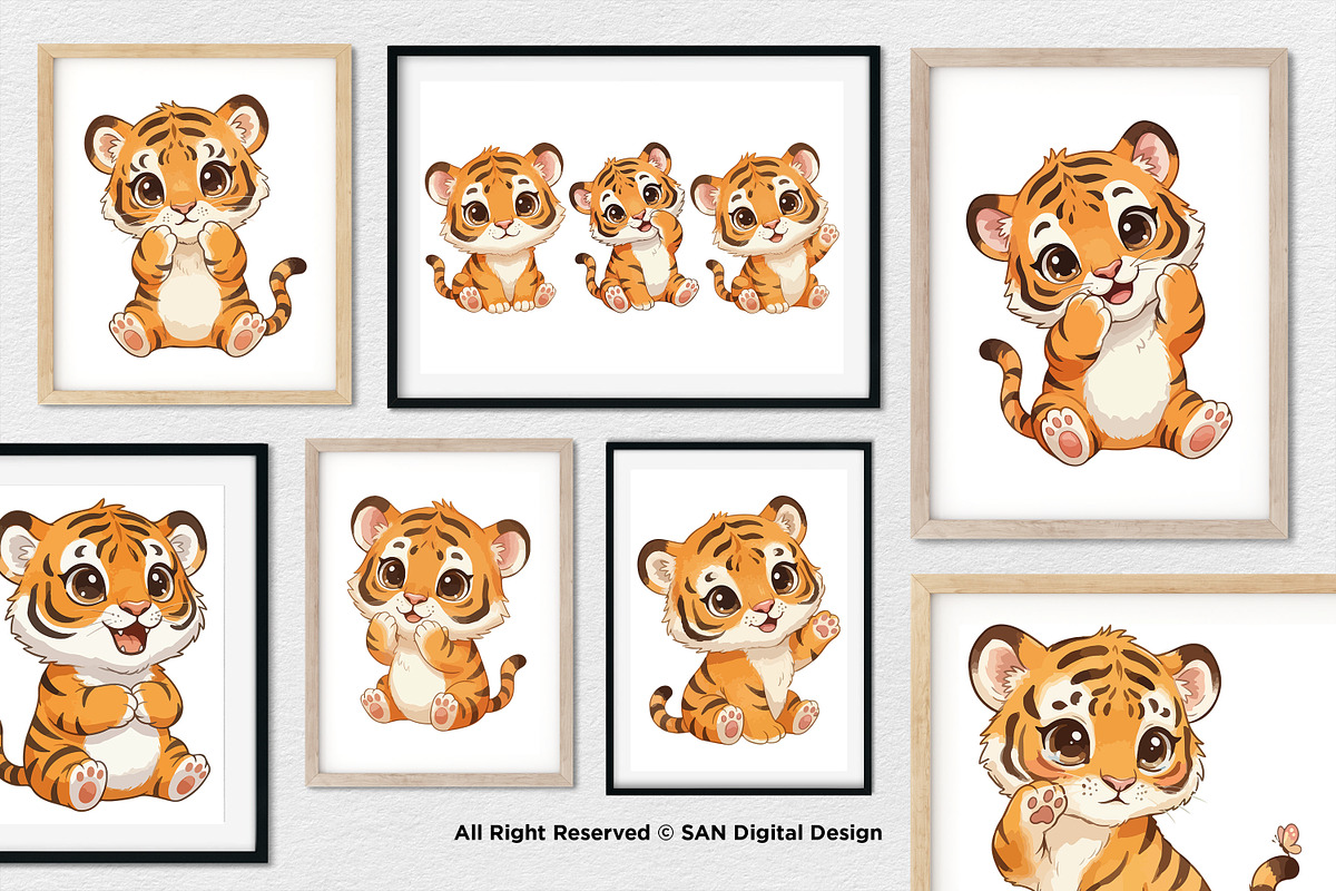 15 Bundle Watercolor Tiger Orange, an Animal Illustration by Morspective (Photo 4 of 8)