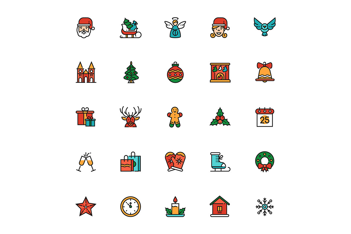 Christmas Line Icons Set + Bonuses, an Outline Icon by Boyko Pictures (Photo 2 of 14)