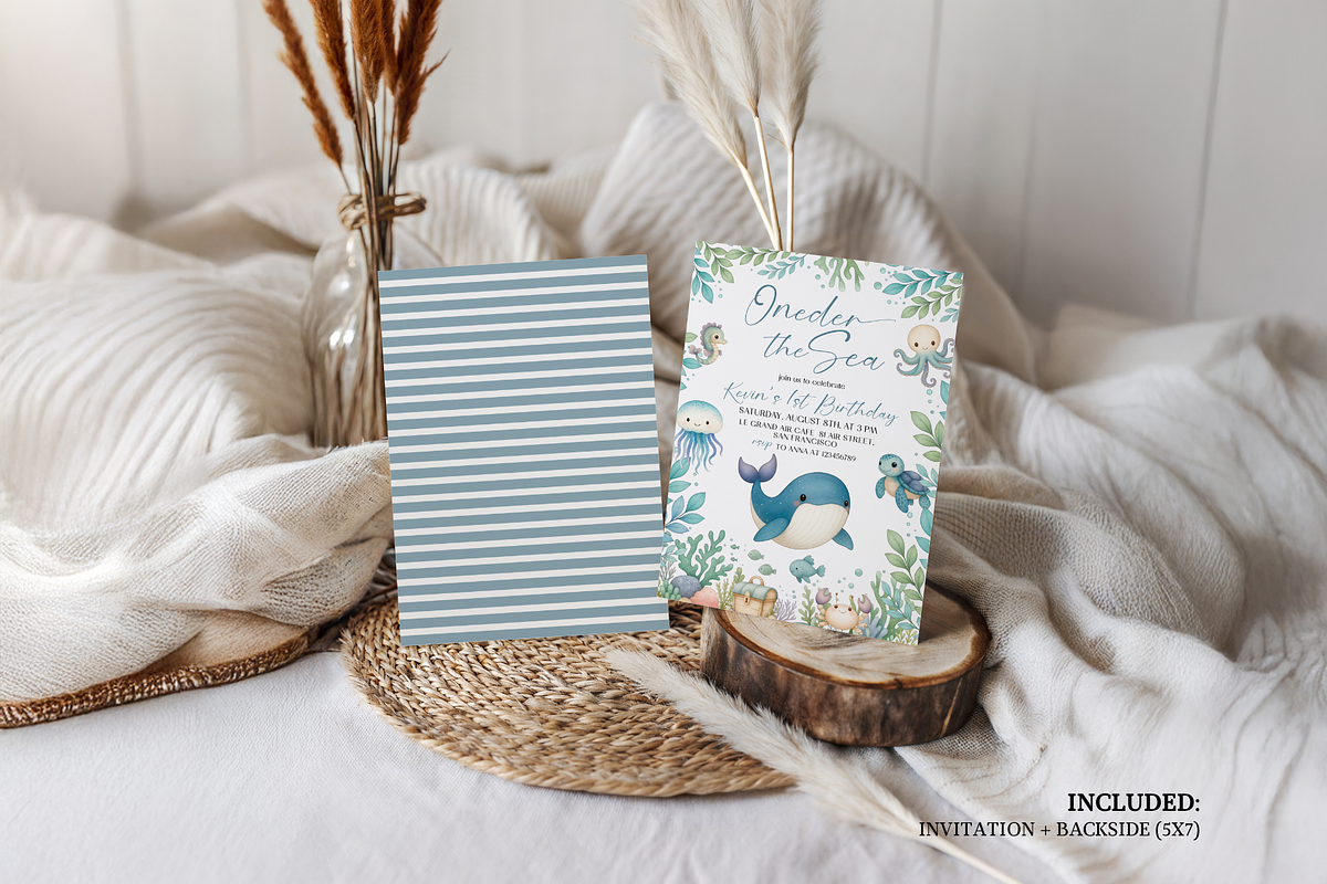 Oneder The Sea Birthday Invite Set, a Templates & Theme by Digital_Mind (Photo 2 of 5)