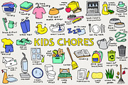 Kids Chores Clipart Set, an Education Illustration by Lemonade Pixel (Thumbnail 1 of 7)