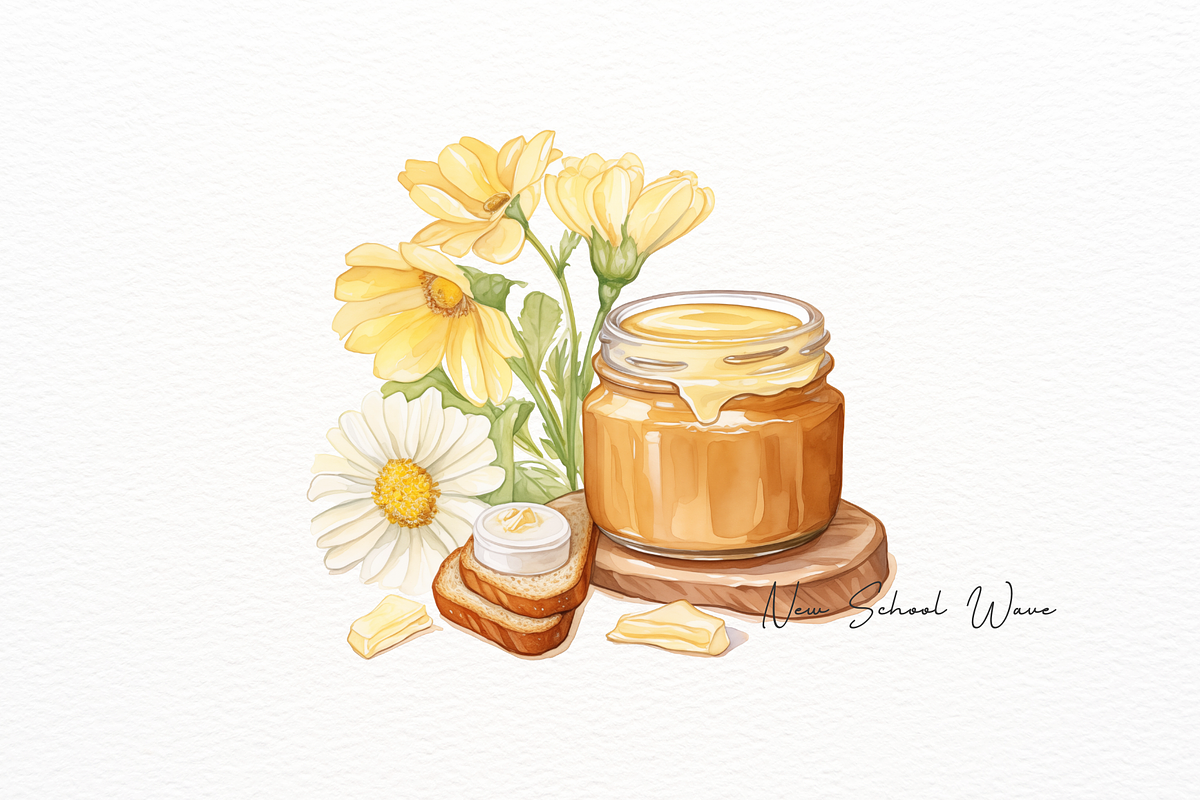 Floral Vintage Jam jar and Toast, a Food Illustration by New-School-Wave (Photo 2 of 5)