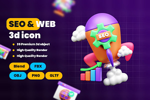 SEO And WEB 3d Illustration Icon Pa