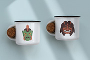 Japanese Noh theatrical masks set, a Decorative Illustration by Good Studio (Thumbnail 6 of 7)