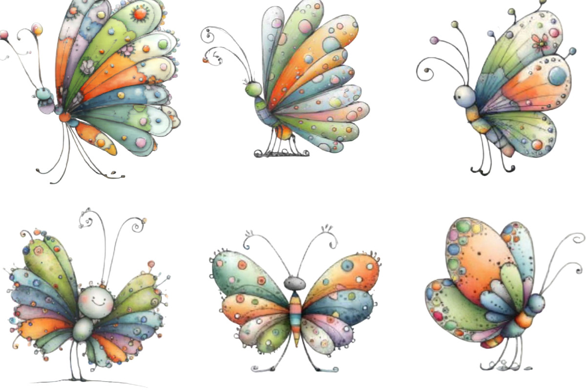 Whimsical Spring Butterfly Clipart, an Illustration by Designking (Photo 5 of 5)