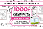 Coloring PNGs Bundle with PLR & MRR, an Animal Illustration by Your DigiProds (Thumbnail 1 of 6)