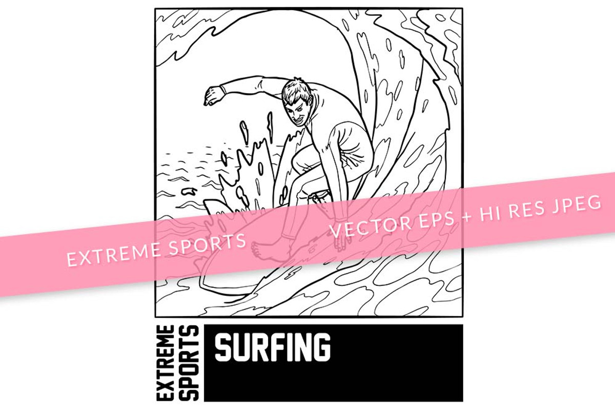 Extreme Surfing Coloring, an Education Illustration by SCworkspace