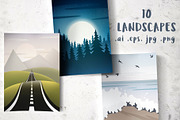 10 vector landscapes, a Decorative Illustration by pineart (Thumbnail 1 of 3)