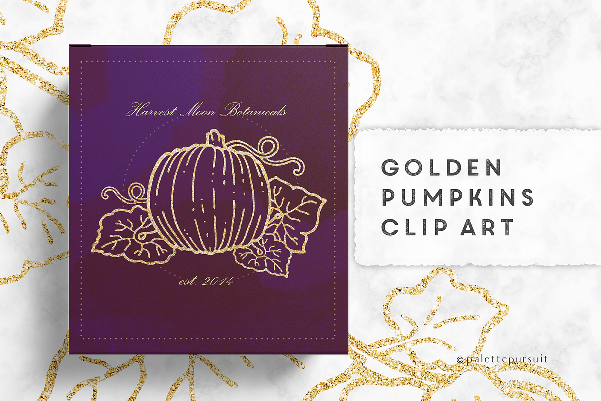 Gold Pumpkins Autumn Clip Art, an Illustration by Palette Pursuit (Photo 6 of 6)