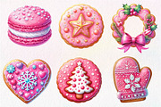 Pink Christmas Cookie Clipart, an Illustration by Dream Creation (Thumbnail 2 of 8)