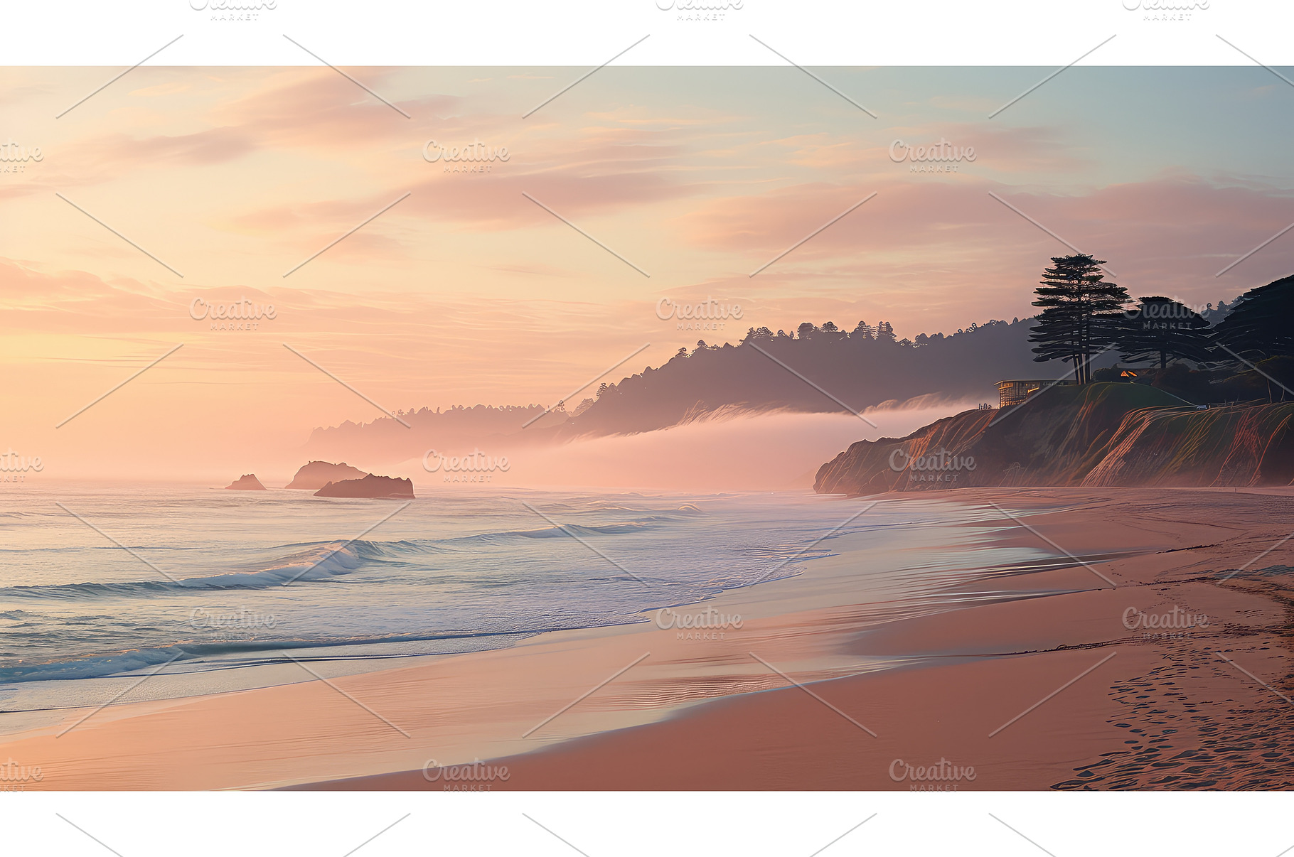 surf early morning beach california, a Nature Photo by pikepicture
