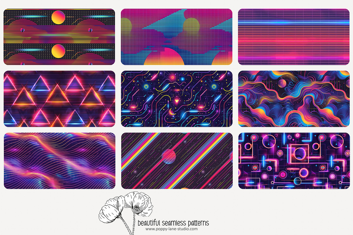70 neon light seamless pattern, a Pattern Graphic by Poppy Lane Studio (Photo 6 of 10)
