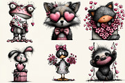 Watercolor Valentine Animals Clipart, an Illustration by DreamCafeArt (Thumbnail 2 of 6)