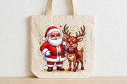 Santa & Reindeer Christmas PNG, a Seasonal Illustration by CraftArtStudio (Thumbnail 2 of 4)