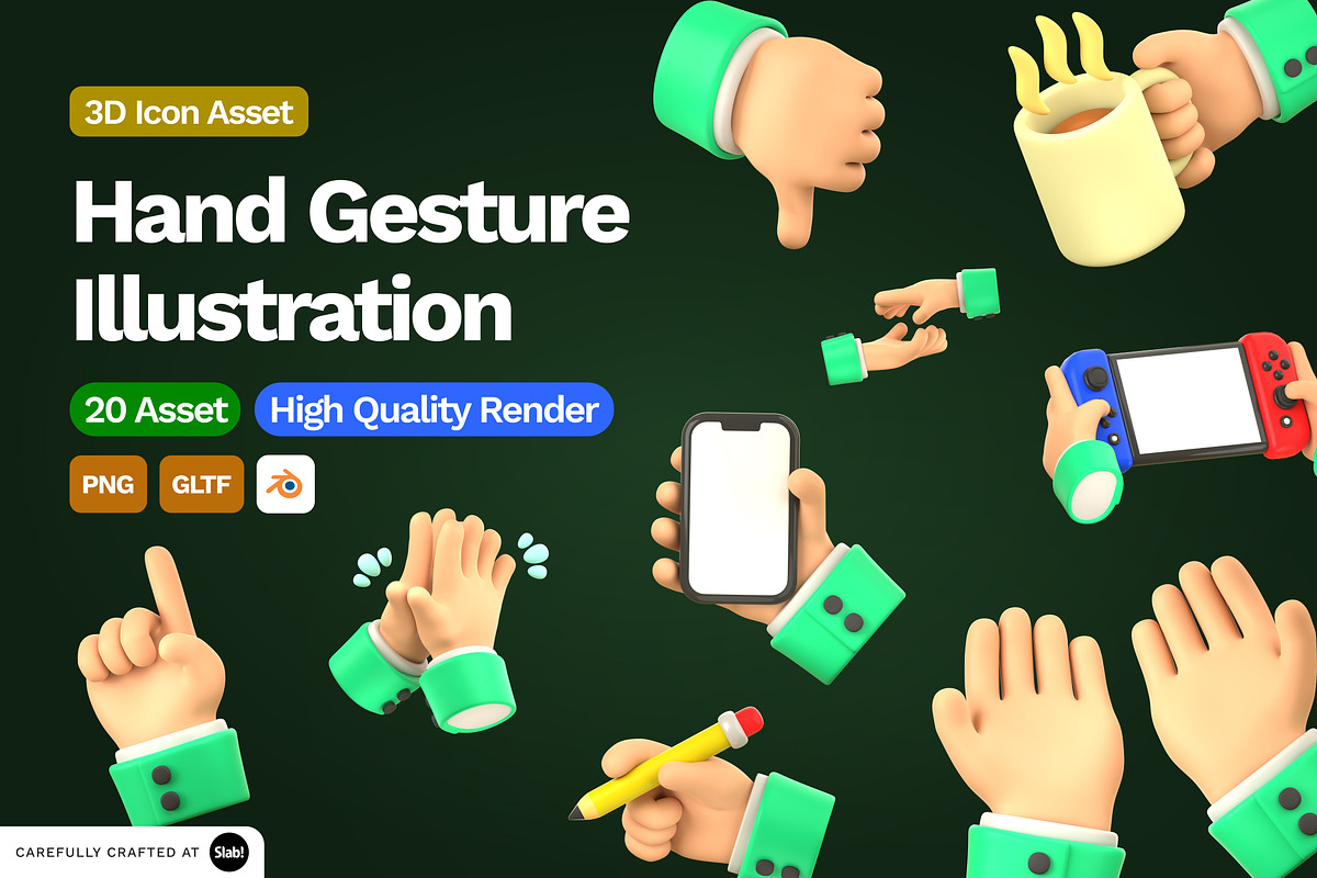 3D Hand Gesture Illustration, an Object 3D Model by SLAB! Design (Photo 1 of 4)