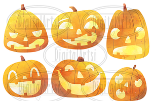 Watercolor Jack O Latern Clipart