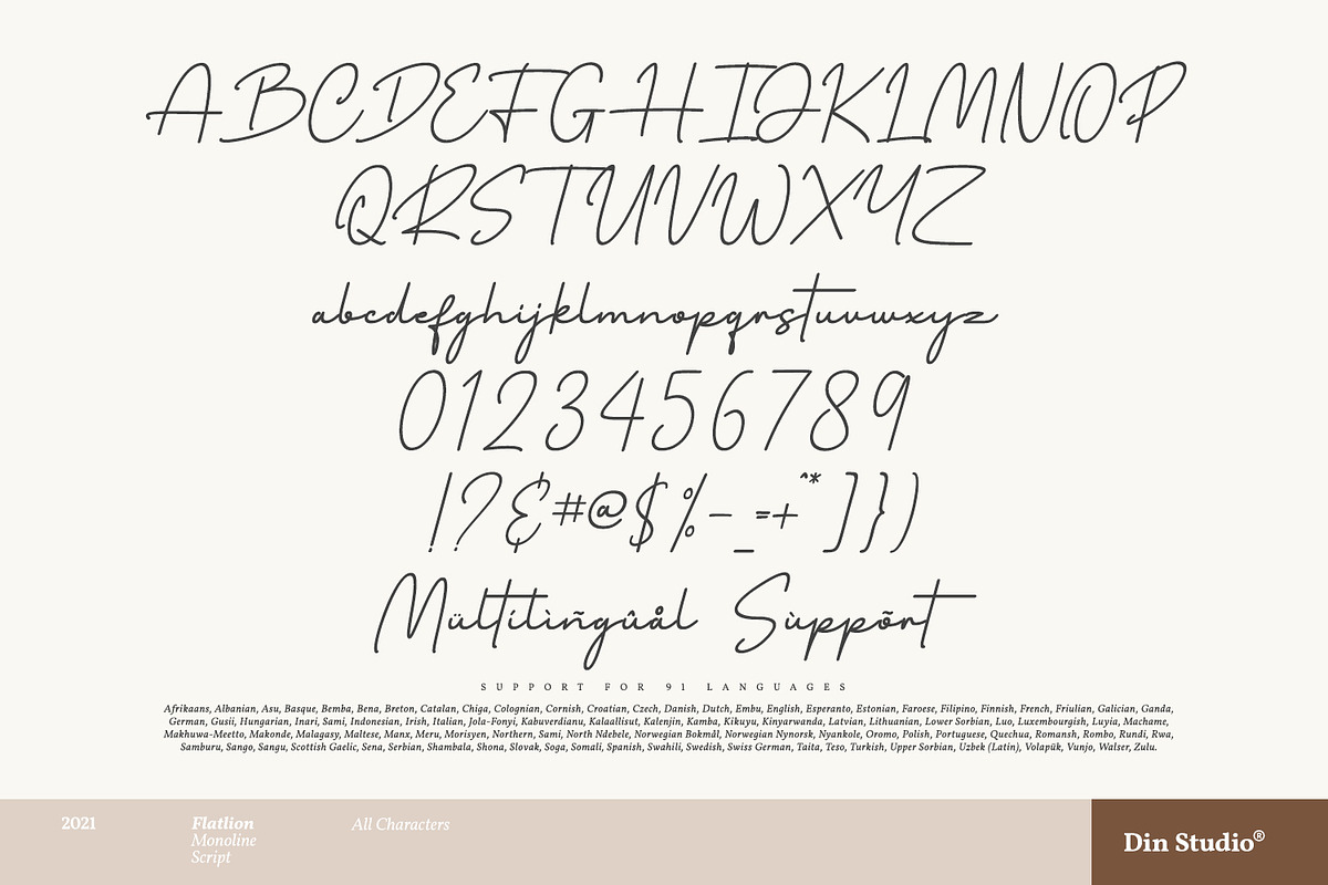 Flatlion Monoline Script Font, a Script Font by din-studio.com (Photo 7 of 10)