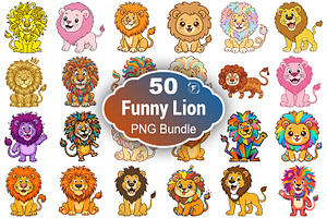 Funny Lion Clipart, an Animal Illustration by Forhadx5