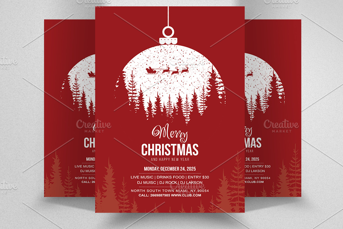 Merry Christmas Party Invitation, a Flyer Template by Madhabi Studio (Photo 1 of 5)