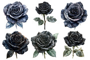 Black and Silver Glam Roses Clipart, an Illustration by Pixels.Craft (Thumbnail 3 of 7)