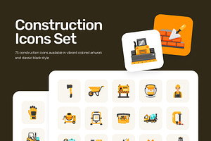 75 Construction Flat Icons, an Emoji Icon by Prosymbols