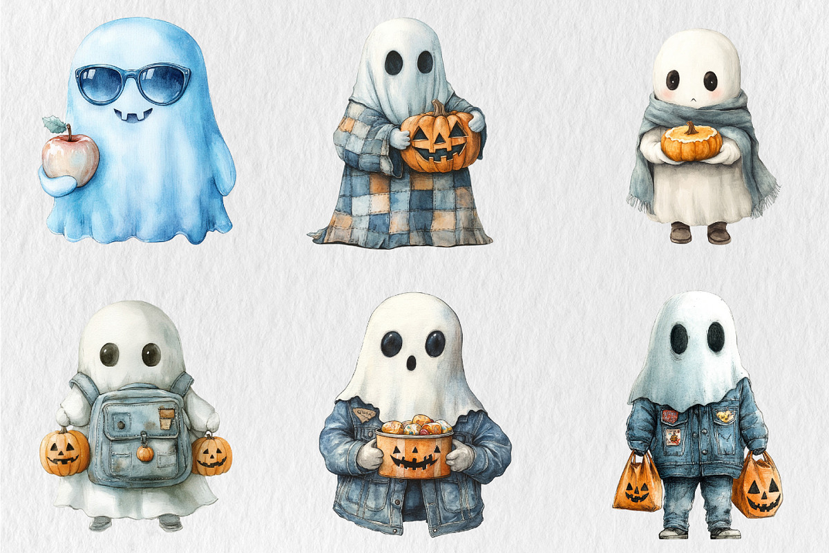 Halloween Blue Denim Ghost Clipart, a Seasonal Illustration by Rose Art (Photo 4 of 4)