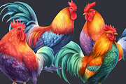 Rooster Watercolor Clipart 33 PNG, an Animal Illustration by EleSArtDesign (Thumbnail 4 of 4)