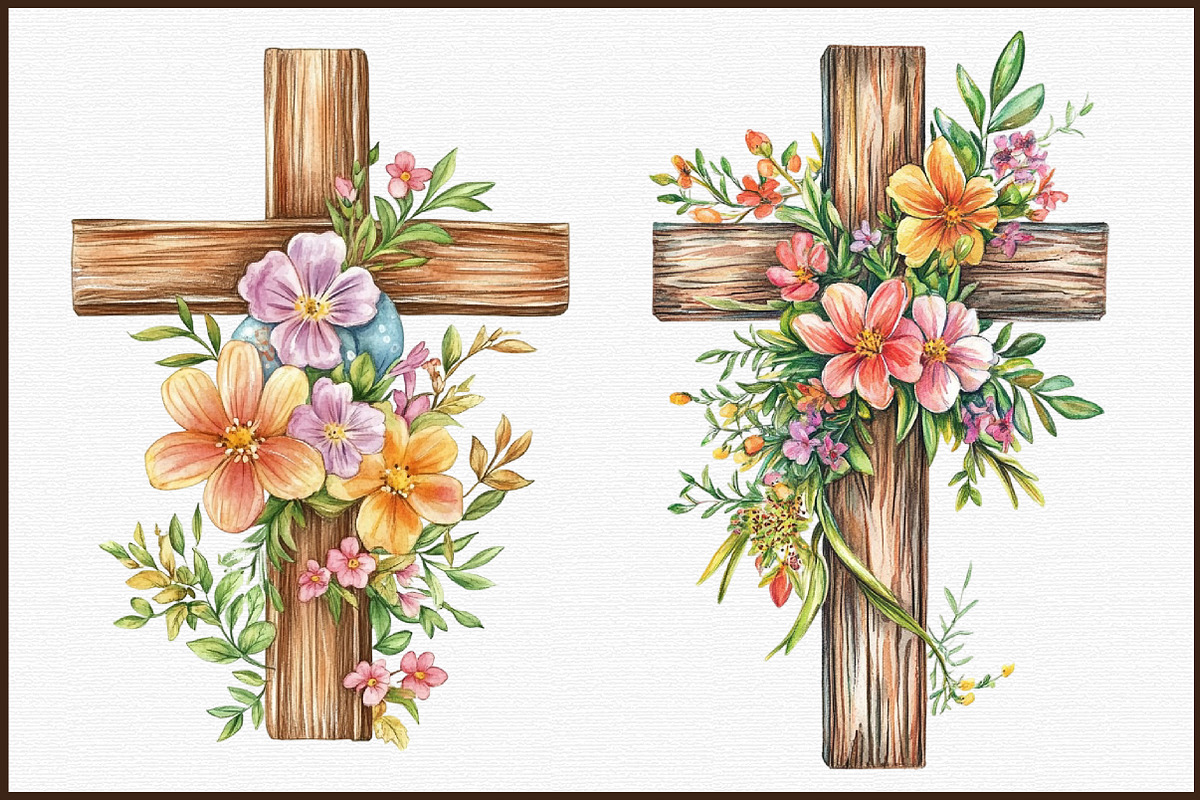 Watercolor Easter Floral Crosses, an Illustration by Sublimation Artist (Photo 3 of 6)