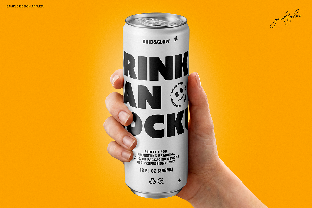 Drink Can Mockup Set 12oz, a Packaging Mockup by Grid&Glow (Photo 3 of 7)