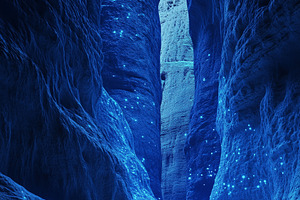 Desert canyon at night with glowing, a Nature Photo by MistyDay