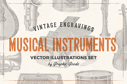 Musical Instruments Engravings Set